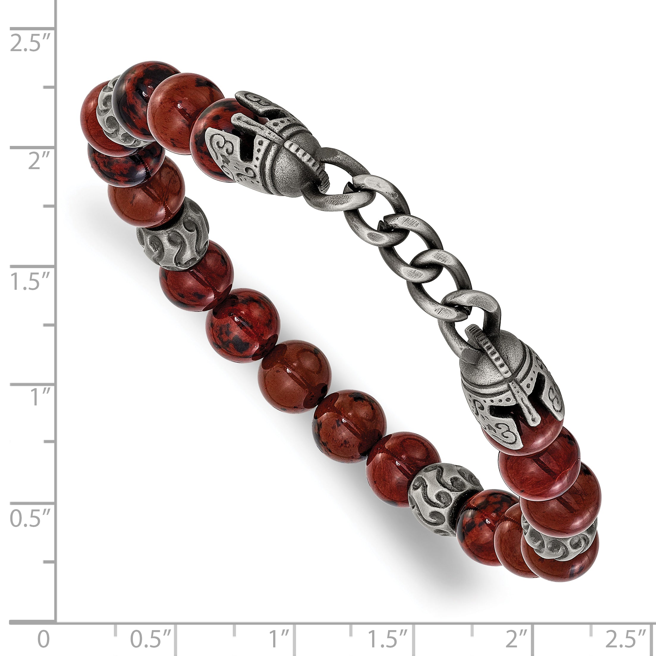 Antiqued Brown Obsidian Stainless Steel Bracelet 8.5mm