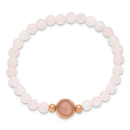 Rose-Tone Polished Pink Crystal Stainless Steel Bracelet 6mm