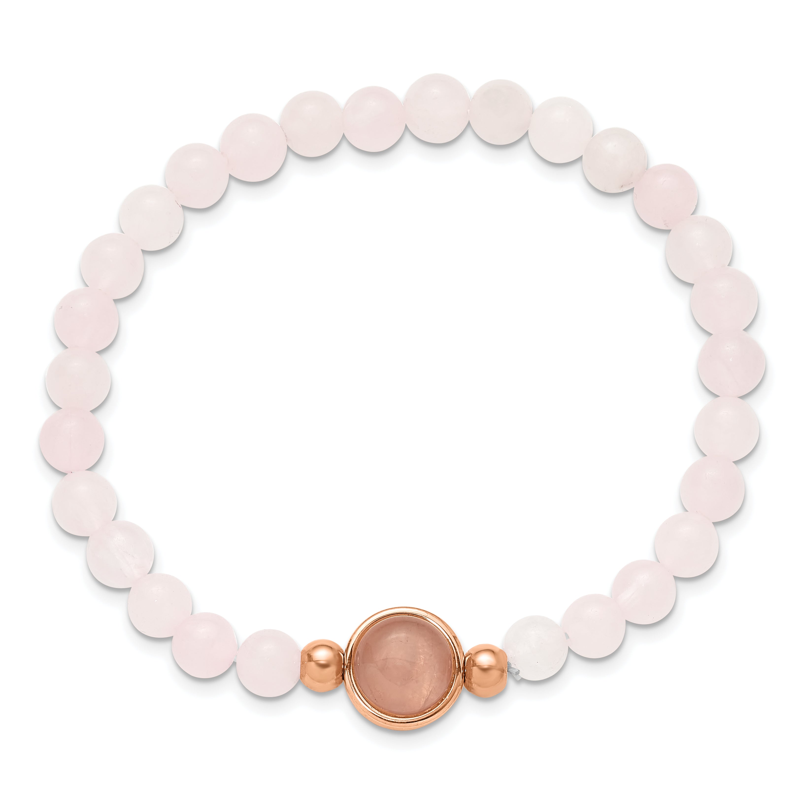 Rose-Tone Polished Pink Crystal Stainless Steel Bracelet 6mm