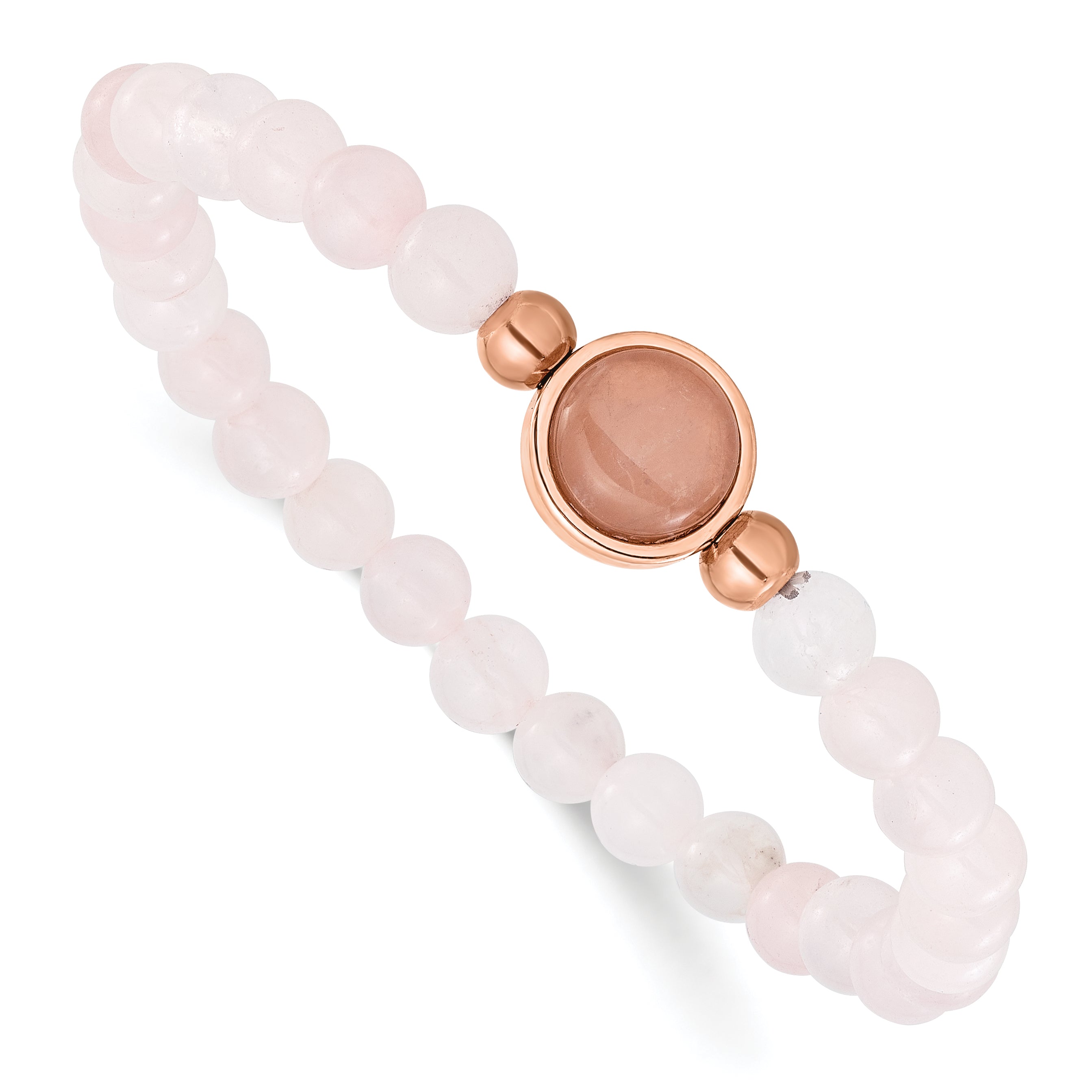 Rose-Tone Polished Pink Crystal Stainless Steel Bracelet 6mm