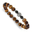 Antiqued Black Agate Stainless Steel Bracelet 8mm 7in