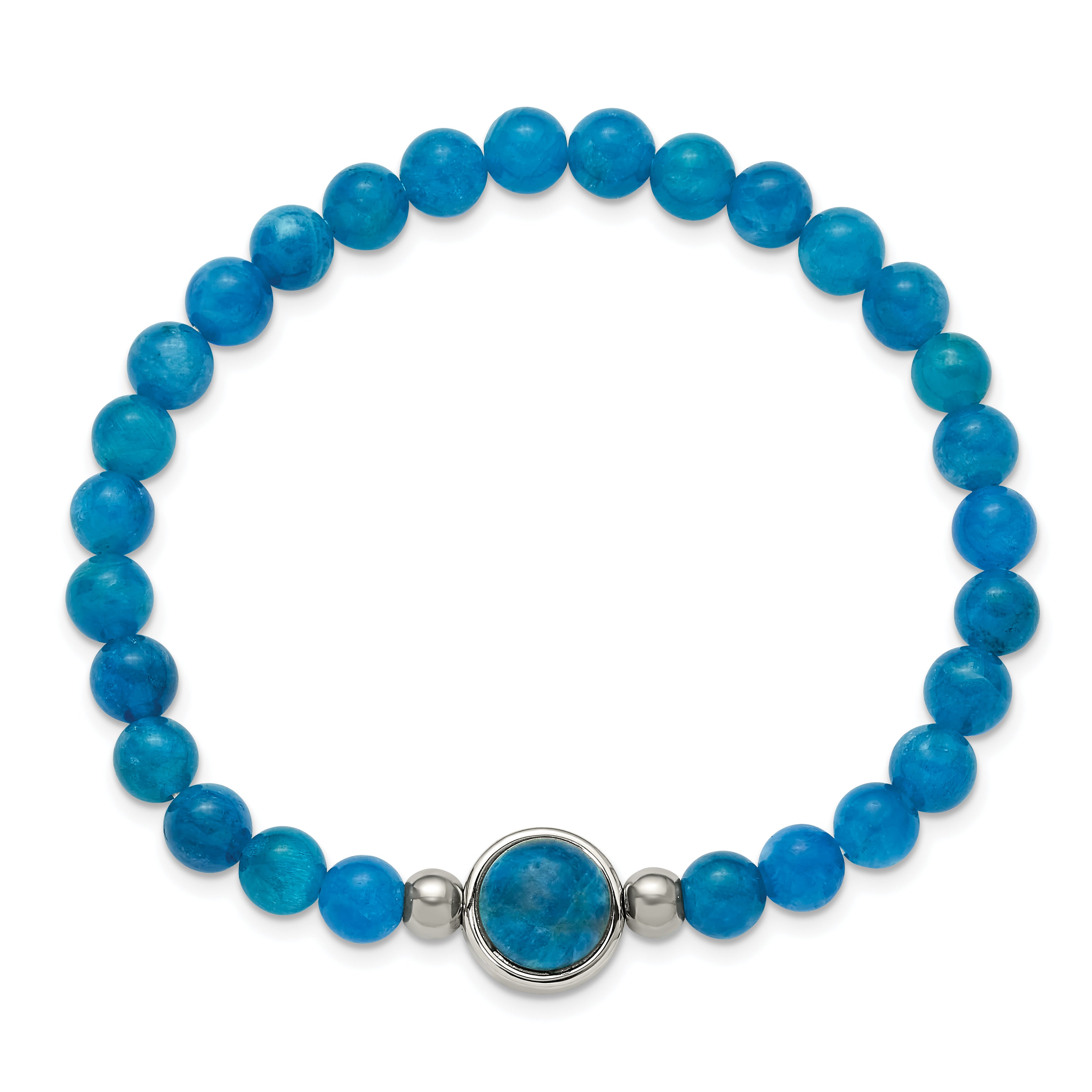 Polished Blue Apatite Stainless Steel Bracelet 6mm Secondary image