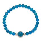 Polished Blue Apatite Stainless Steel Bracelet 6mm