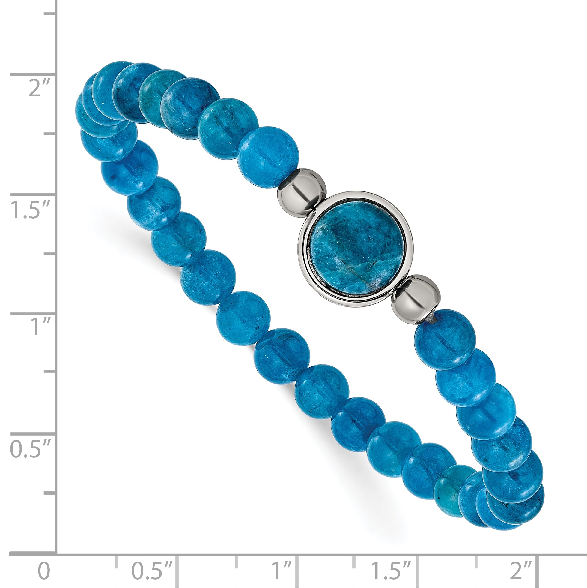 Polished Blue Apatite Stainless Steel Bracelet 6mm