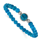 Polished Blue Apatite Stainless Steel Bracelet 6mm