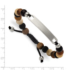 Polished Black Onyx Wood Stainless Steel Nylon Chain Bracelet 8mm