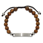 Brushed Wood Stainless Steel Nylon Chain Bracelet 8mm