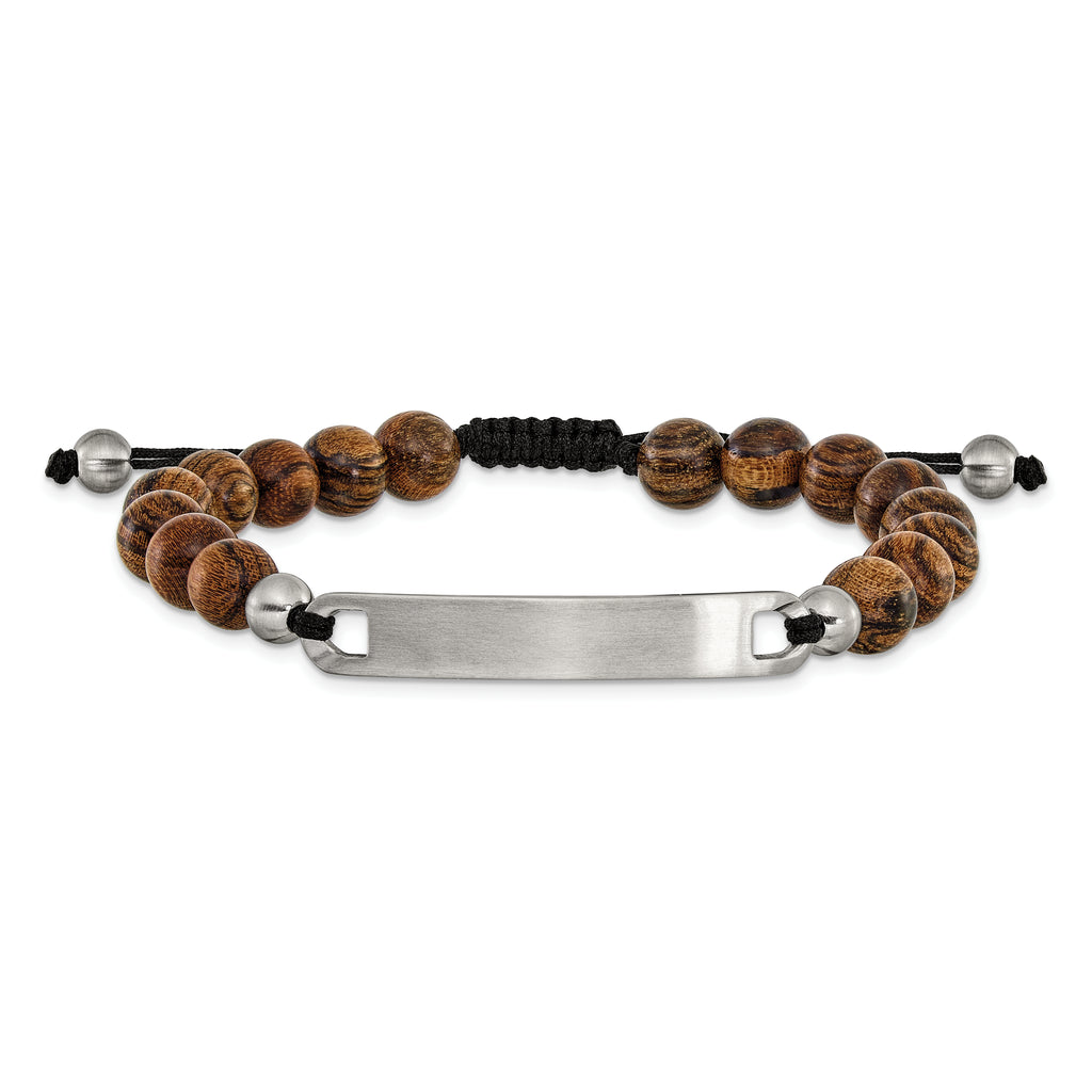 Brushed Wood Stainless Steel Nylon Chain Bracelet 8mm