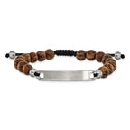 Brushed Wood Stainless Steel Nylon Chain Bracelet 8mm