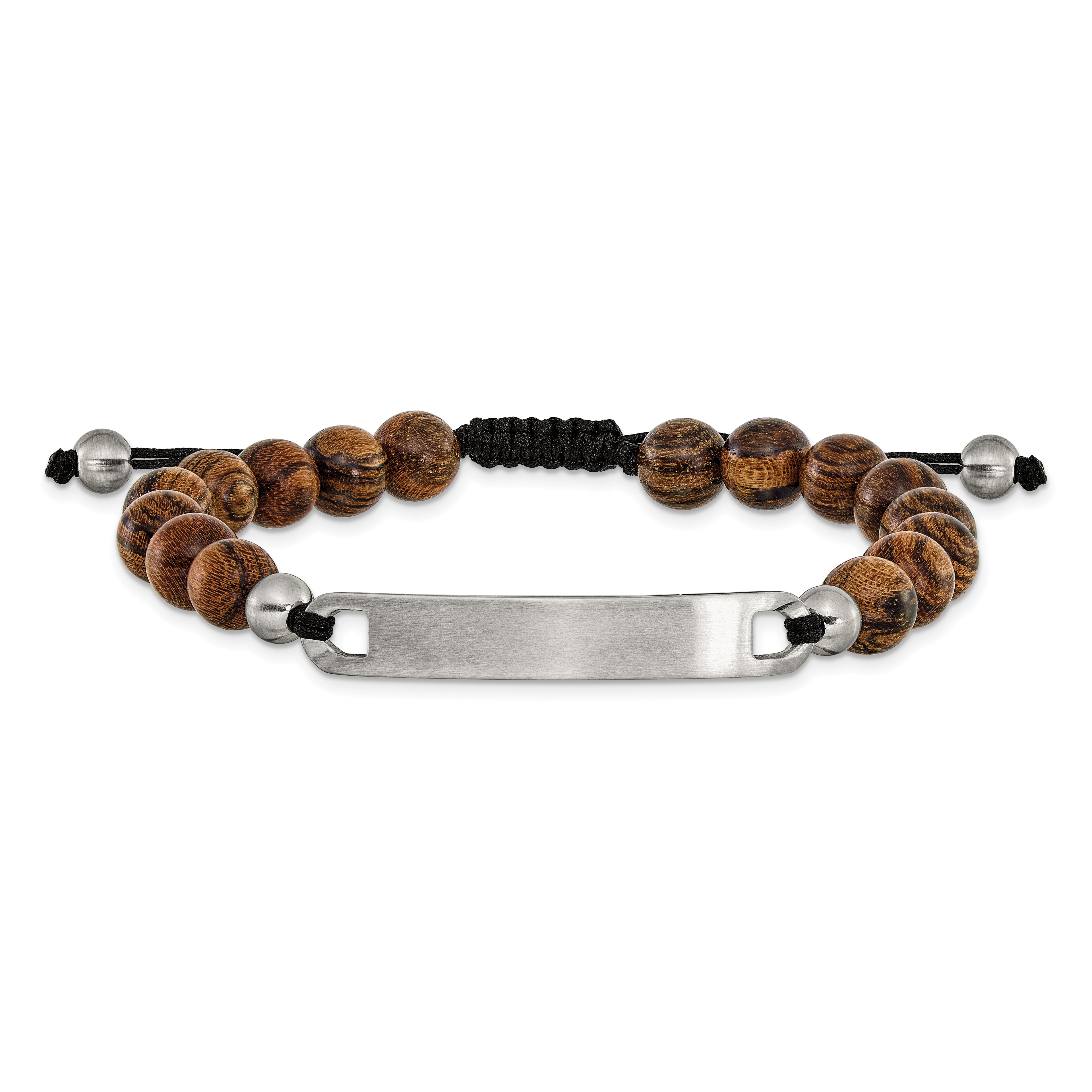 Brushed Wood Stainless Steel Nylon Chain Bracelet 8mm