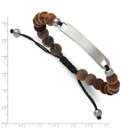 Brushed Wood Stainless Steel Nylon Chain Bracelet 8mm