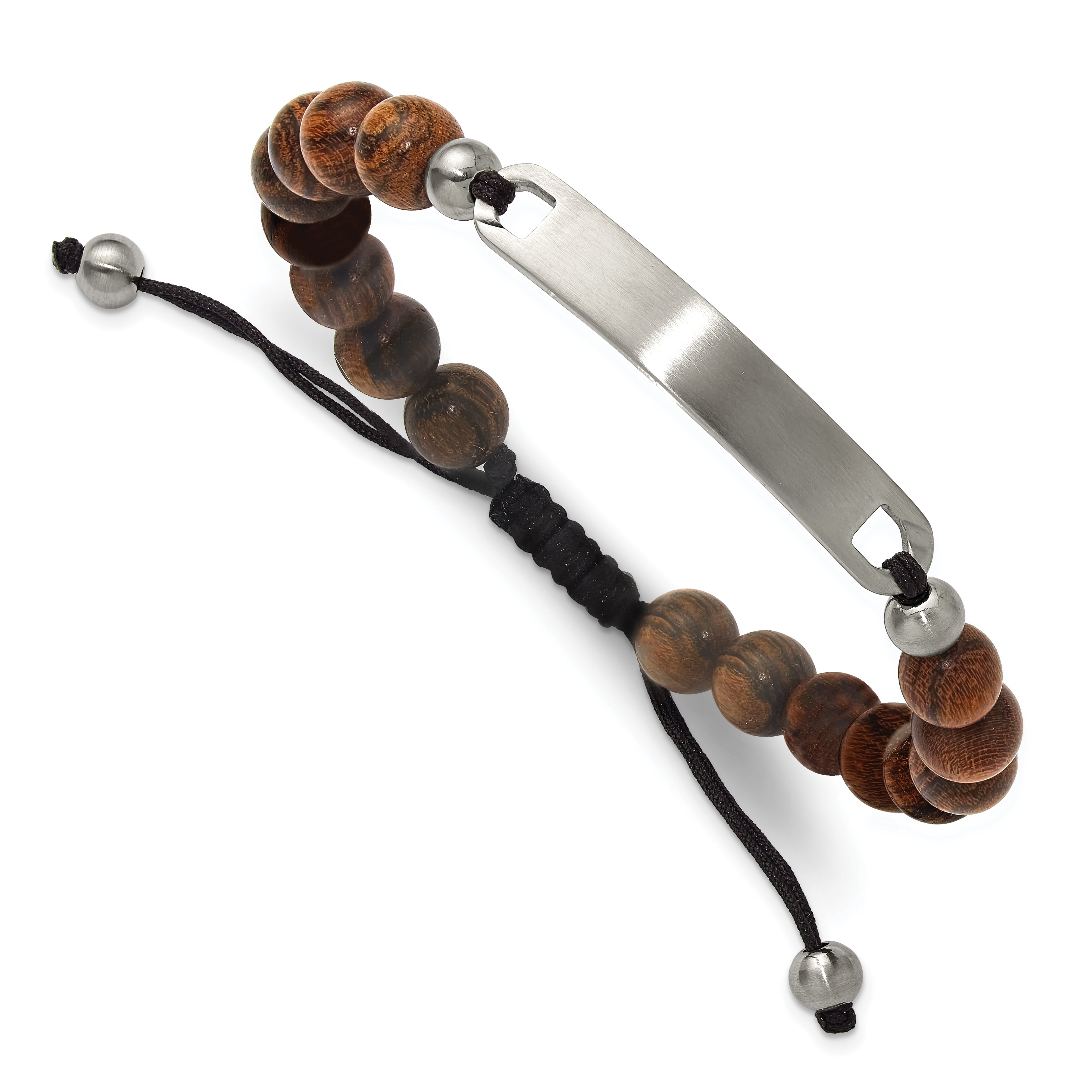 Brushed Wood Stainless Steel Nylon Chain Bracelet 8mm Main image