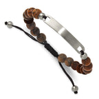 Brushed Wood Stainless Steel Nylon Chain Bracelet 8mm