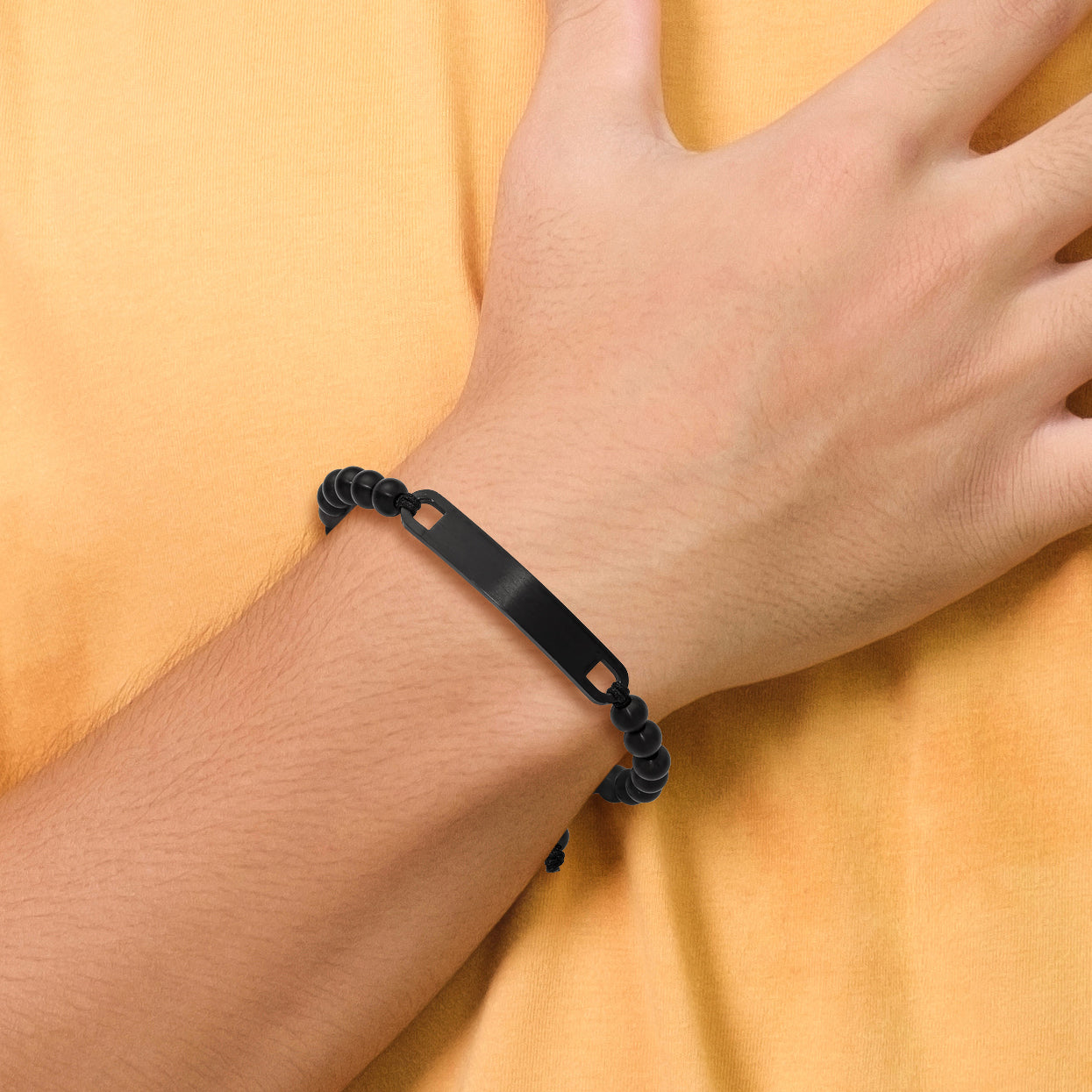 Brushed Black Stainless Steel Nylon Chain Bracelet 6mm