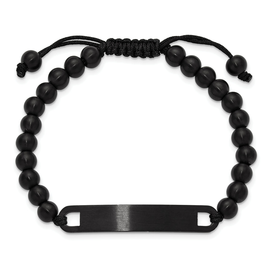 Brushed Black Stainless Steel Nylon Chain Bracelet 6mm