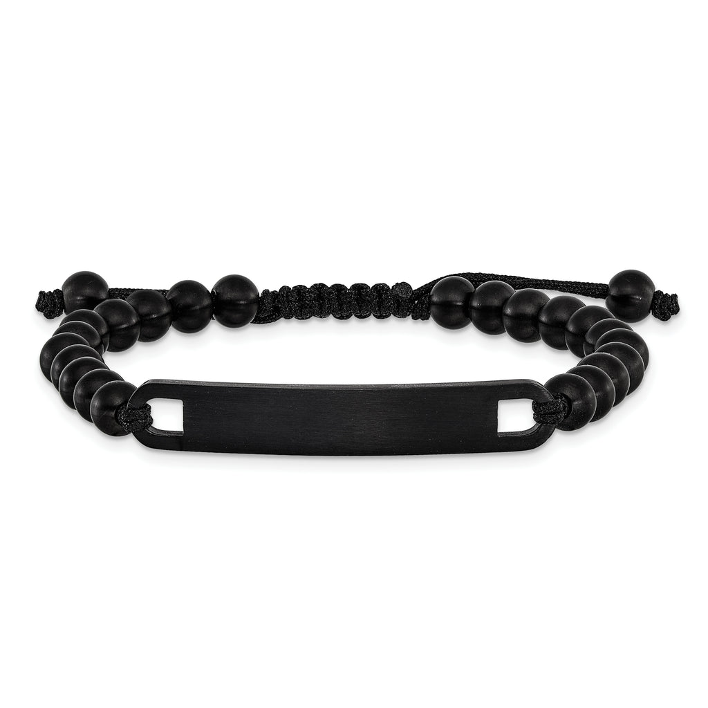 Brushed Black Stainless Steel Nylon Chain Bracelet 6mm
