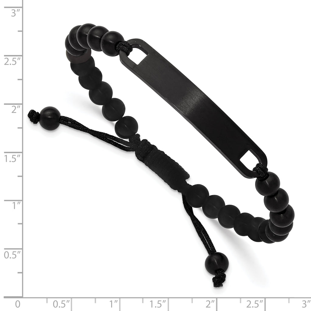 Brushed Black Stainless Steel Nylon Chain Bracelet 6mm