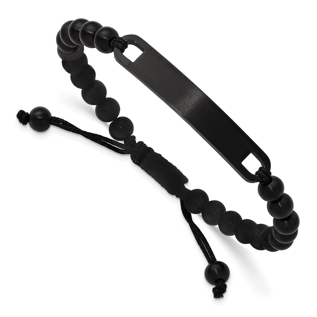 Brushed Black Stainless Steel Nylon Chain Bracelet 6mm
