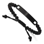Brushed Black Stainless Steel Nylon Chain Bracelet 6mm