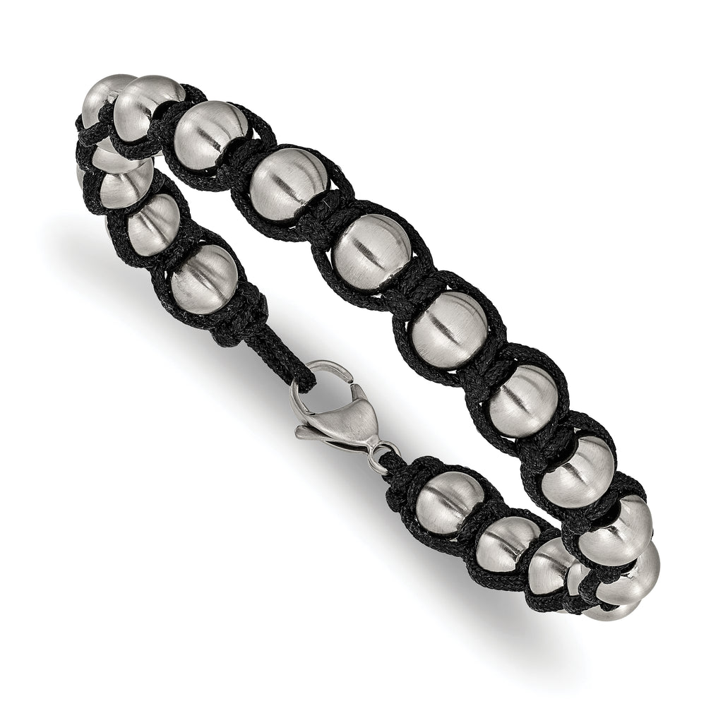 Men's Brushed Stainless Steel Ball (Beaded) Chain Bracelet 9mm