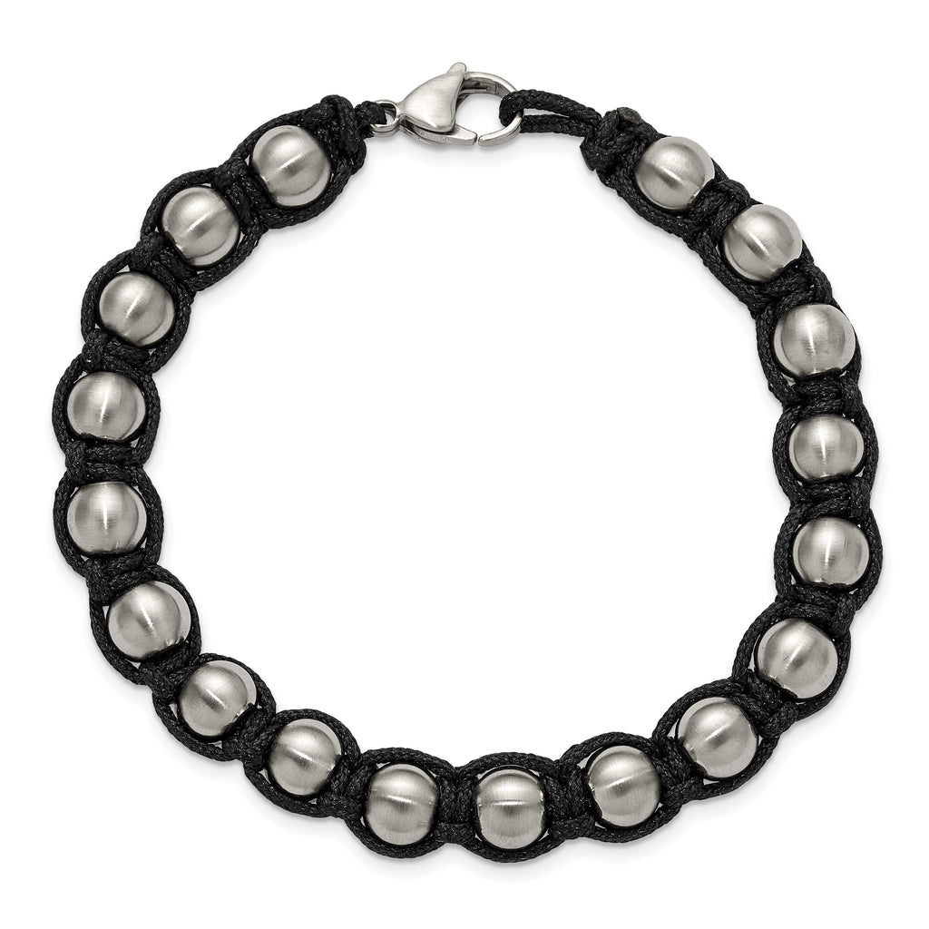 Men's Brushed Stainless Steel Ball (Beaded) Chain Bracelet 9mm