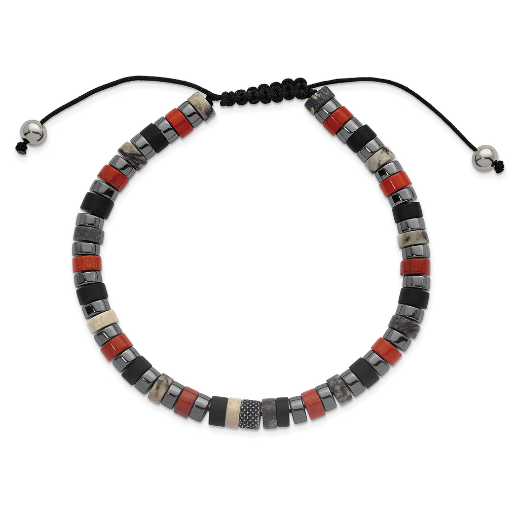 Polished Grey Hematite Stainless Steel Ball (Beaded) Chain Bracelet 6.45mm
