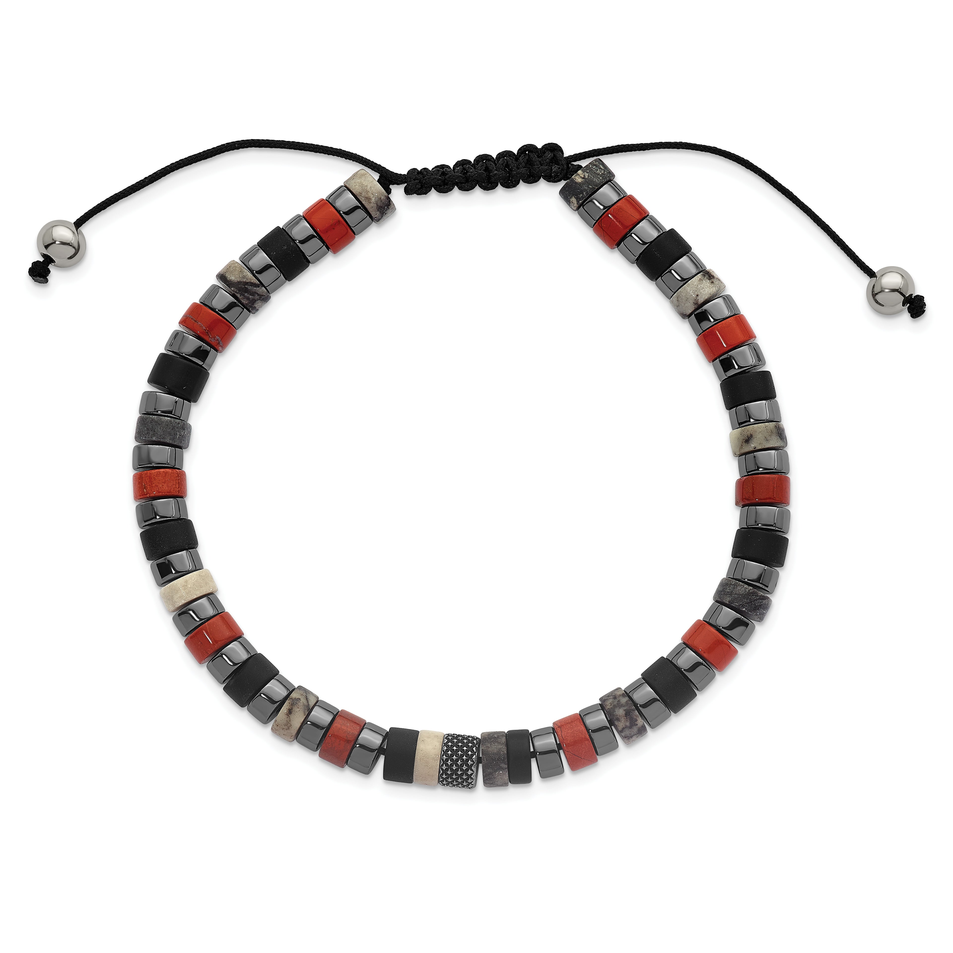 Polished Grey Hematite Stainless Steel Ball (Beaded) Chain Bracelet 6.45mm