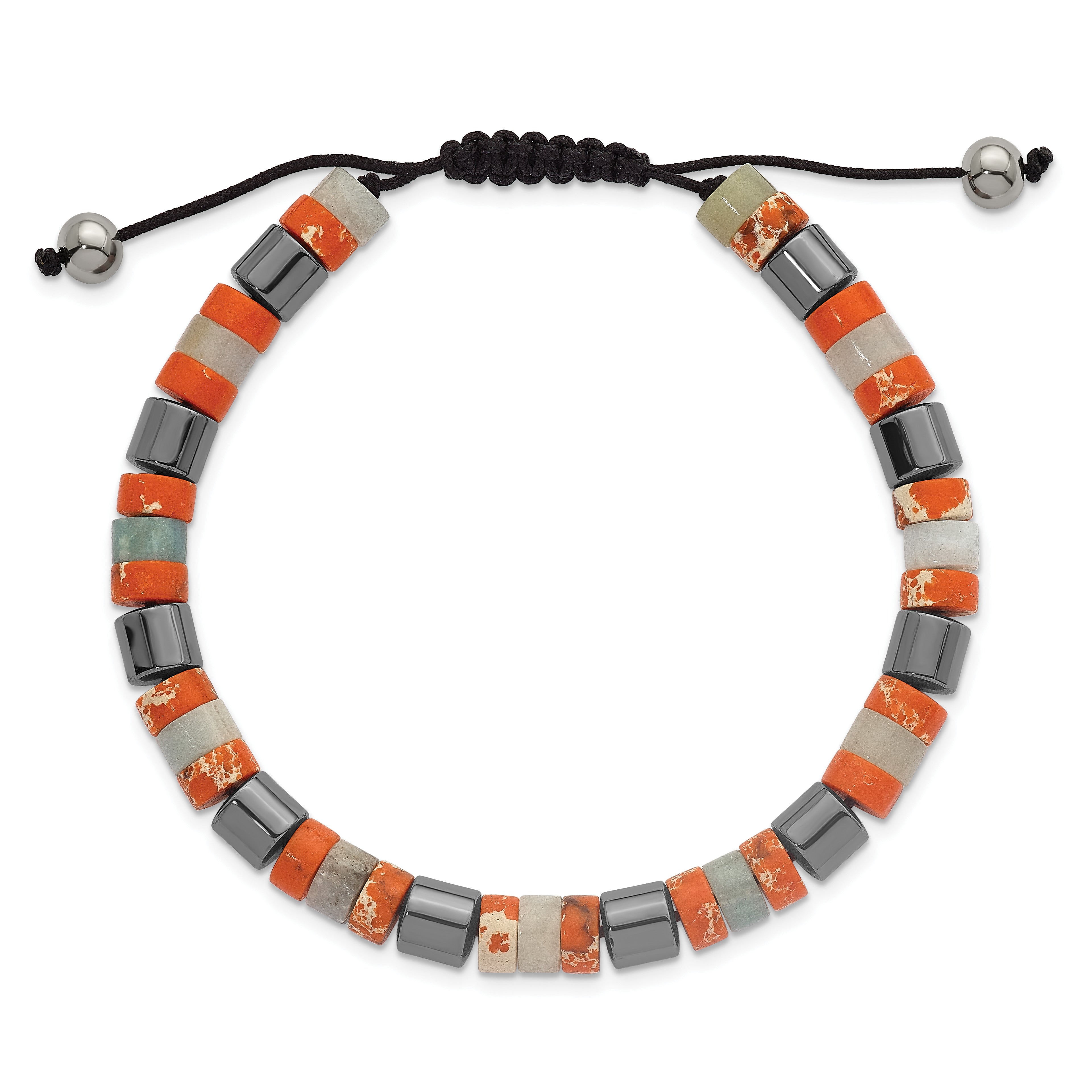 Black Ion-Plated Polished Grey Hematite Stainless Steel Ball (Beaded) Chain Bracelet 6.5mm Secondary image