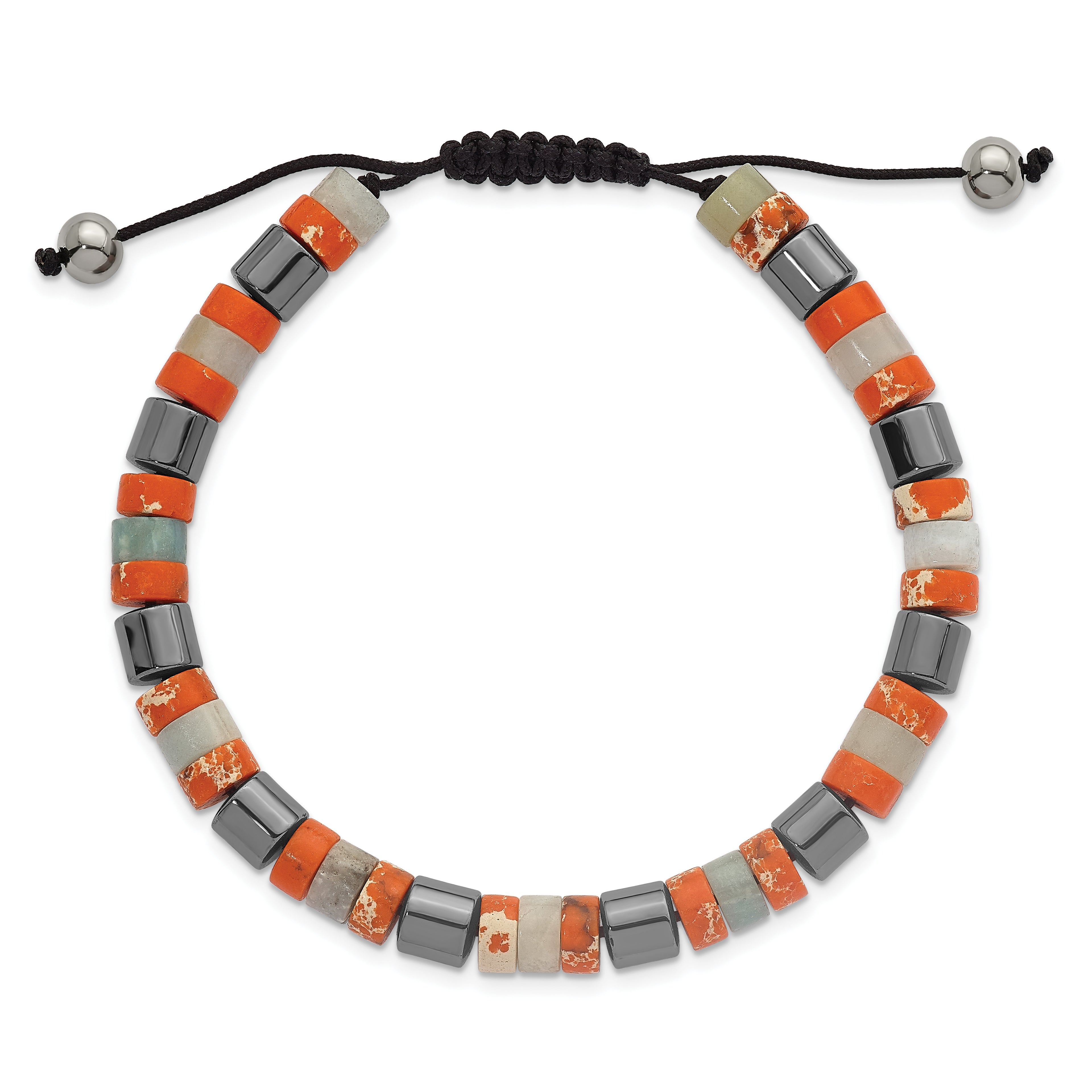 Black Ion-Plated Polished Grey Hematite Stainless Steel Ball (Beaded) Chain Bracelet 6.5mm