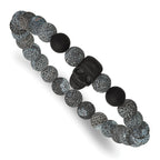 Black Ion-Plated Brushed Skull Stainless Steel Ball (Beaded) Chain Bracelet 8mm