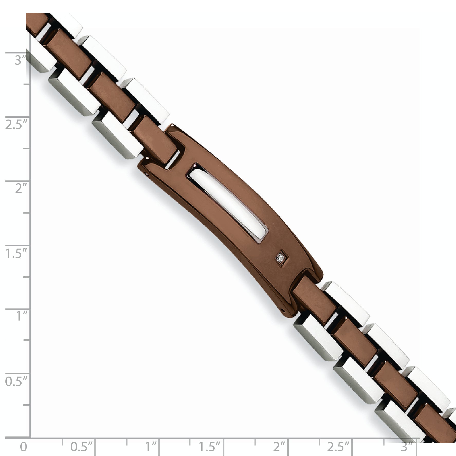 Stainless Steel Polished Brown IP-plated with .01 carat Diamond Bracelet for Men Secondary image
