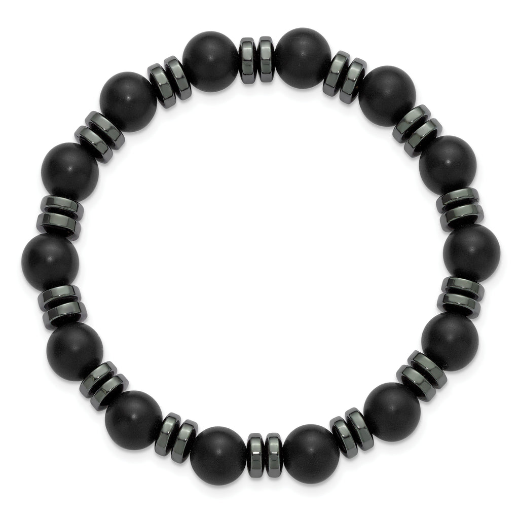Brushed Grey Hematite Stainless Steel Ball (Beaded) Chain Bracelet 8.3mm