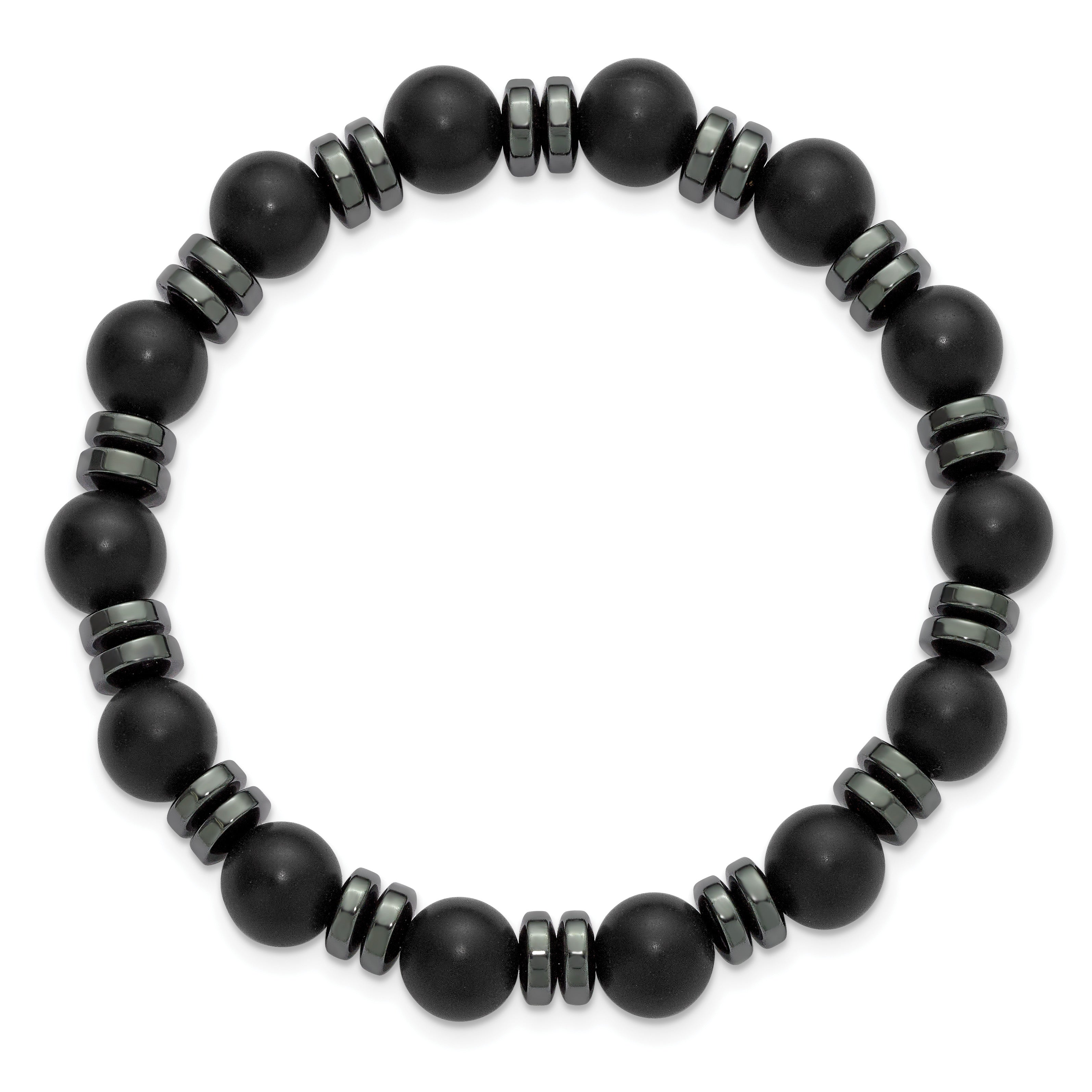 Brushed Grey Hematite Stainless Steel Ball (Beaded) Chain Bracelet 8.3mm