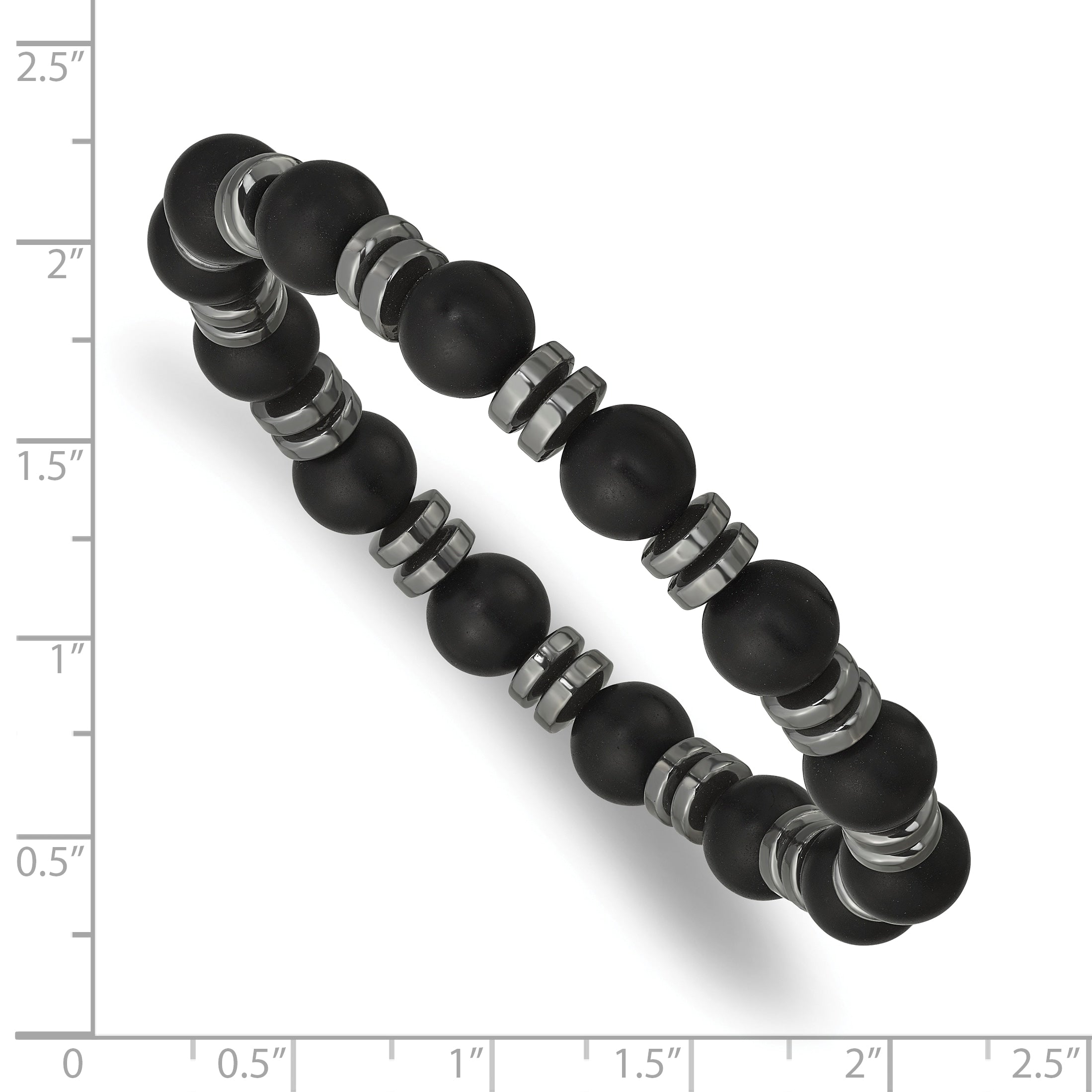 Brushed Grey Hematite Stainless Steel Ball (Beaded) Chain Bracelet 8.3mm