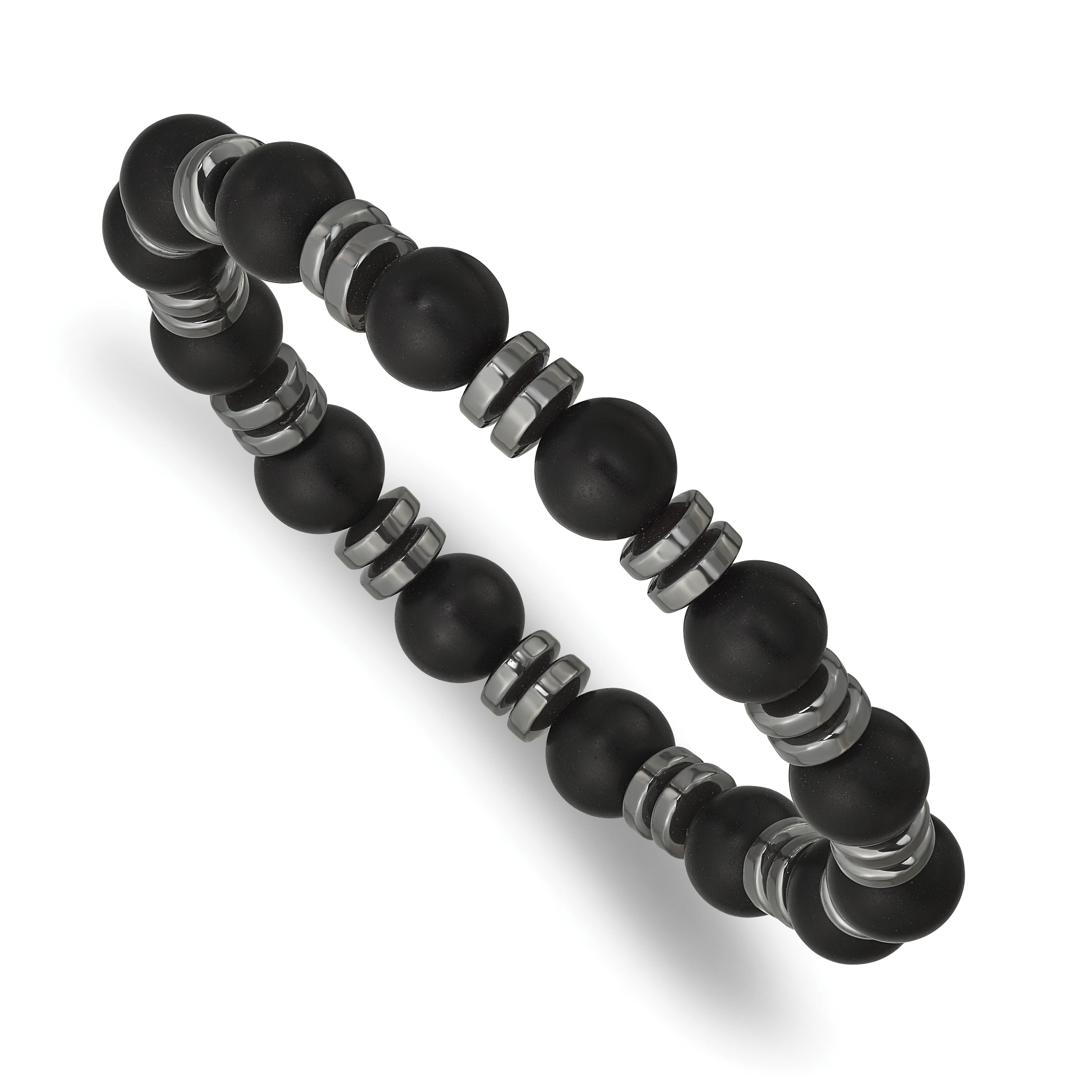 Brushed Grey Hematite Stainless Steel Ball (Beaded) Chain Bracelet 8.3mm
