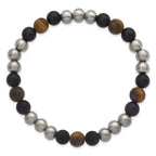 Brushed Multi-color Tiger's Eye Stainless Steel Ball (Beaded) Chain Bracelet 8.9mm