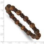 Wood Stainless Steel Ball (Beaded) Chain Bracelet 8.5mm