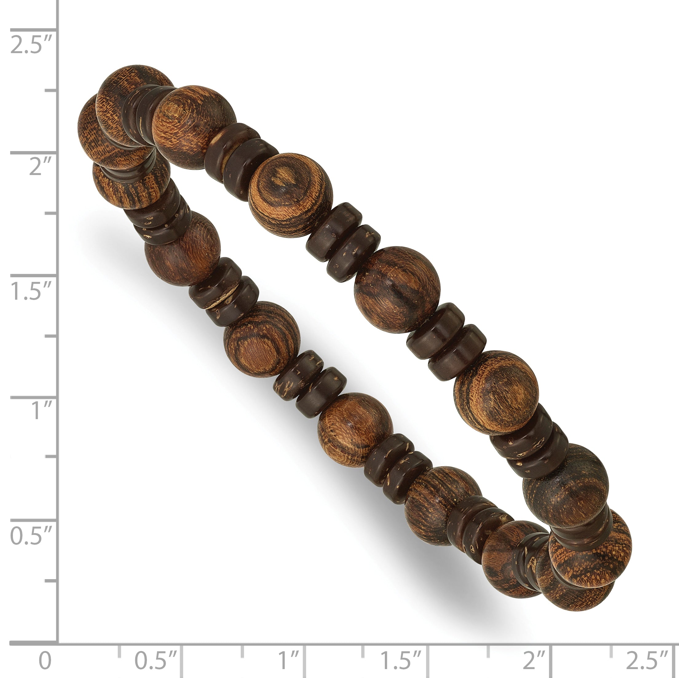 Wood Stainless Steel Ball (Beaded) Chain Bracelet 8.5mm