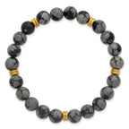 Gold-Tone Polished Multi-color Snowflake Stainless Steel Ball (Beaded) Chain Bracelet 8.5mm