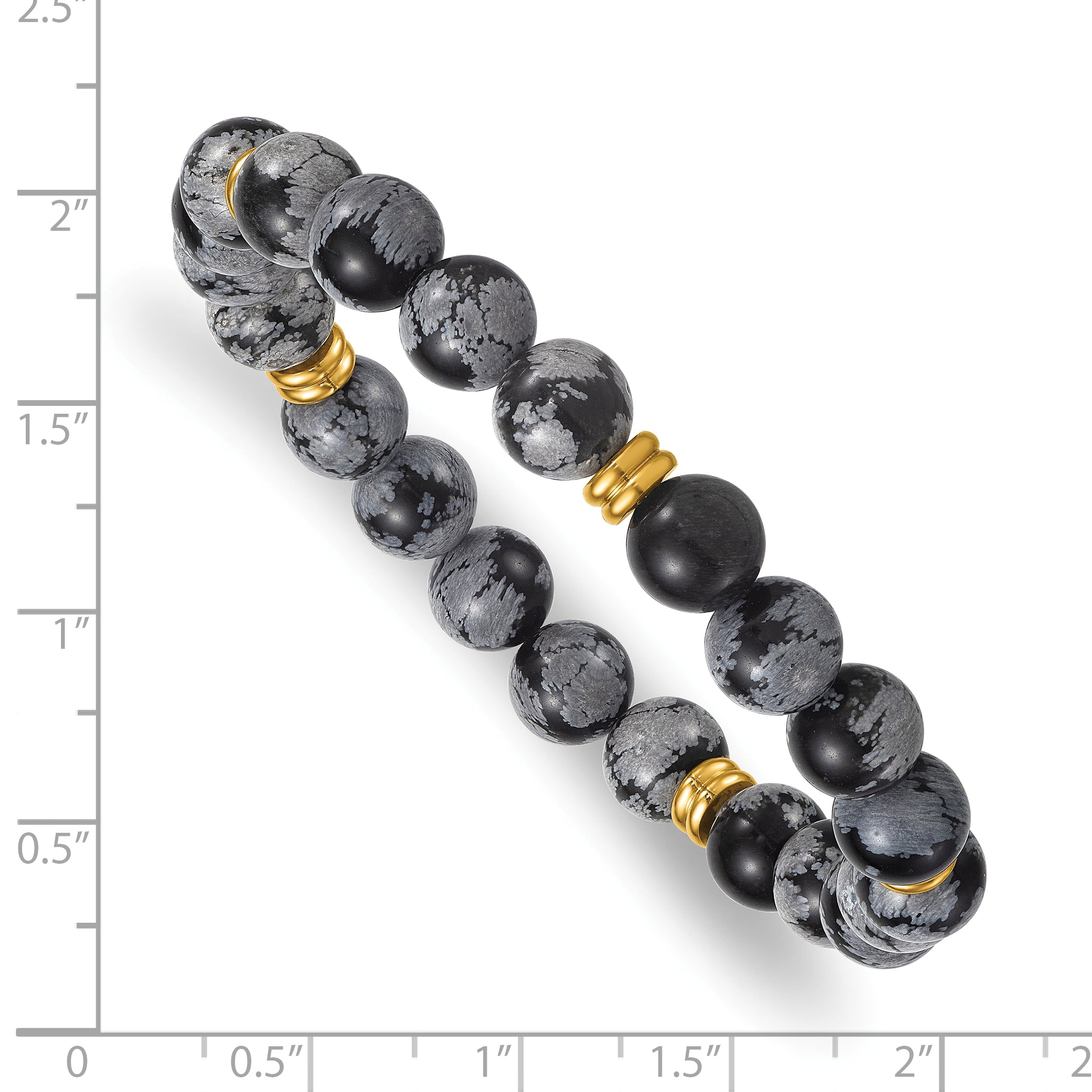 Gold-Tone Polished Multi-color Snowflake Stainless Steel Ball (Beaded) Chain Bracelet 8.5mm