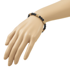 Brushed Black Onyx Stainless Steel Ball (Beaded) Chain Bracelet 6.4mm
