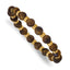 Gold-Tone Polished Multi-color Tiger's Eye Stainless Steel Ball (Beaded) Chain Bracelet 8.5mm