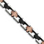 Stainless Steel Brushed and Polished Black and Brown IP-plated Cross Link Bracelet for Men