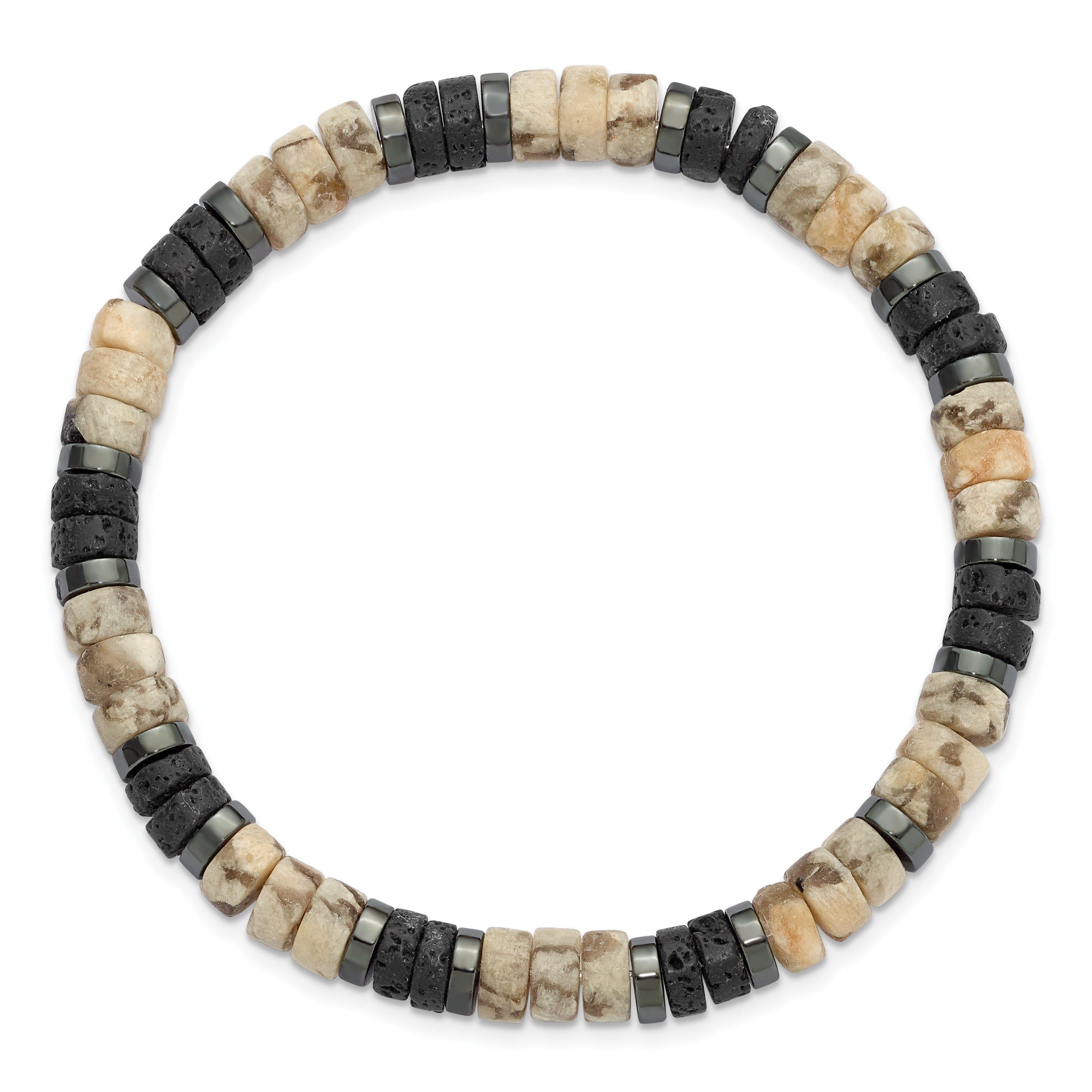Brushed Grey Hematite Stainless Steel Ball (Beaded) Chain Bracelet 6.5mm