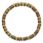 Gold-Tone Polished Grey Hematite Stainless Steel Ball (Beaded) Chain Bracelet 6mm