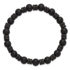 Black Ion-Plated Brushed Onyx Stainless Steel Ball (Beaded) Chain Bracelet 8.3mm
