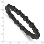 Black Ion-Plated Brushed Onyx Stainless Steel Ball (Beaded) Chain Bracelet 8.3mm