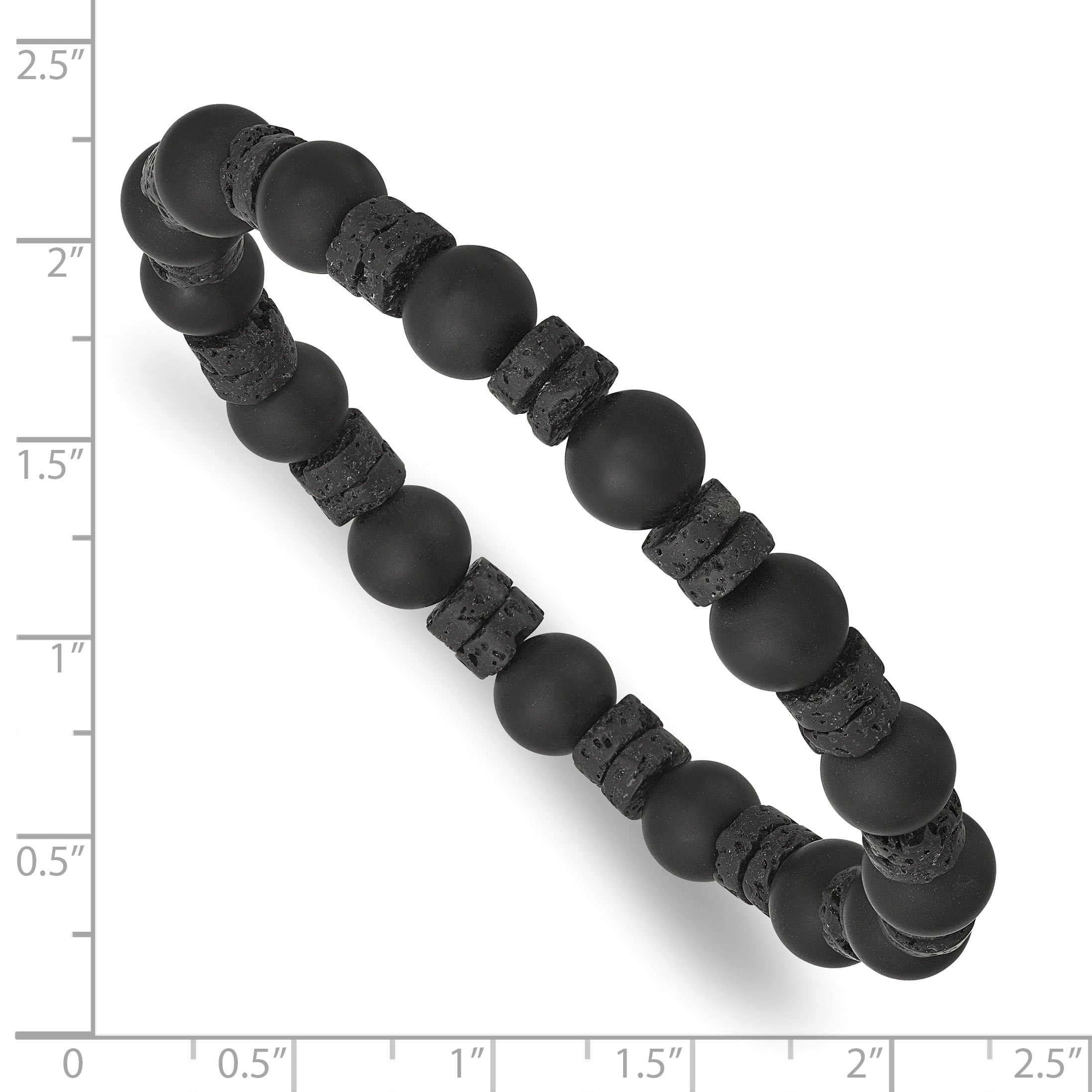 Black Ion-Plated Brushed Onyx Stainless Steel Ball (Beaded) Chain Bracelet 8.3mm