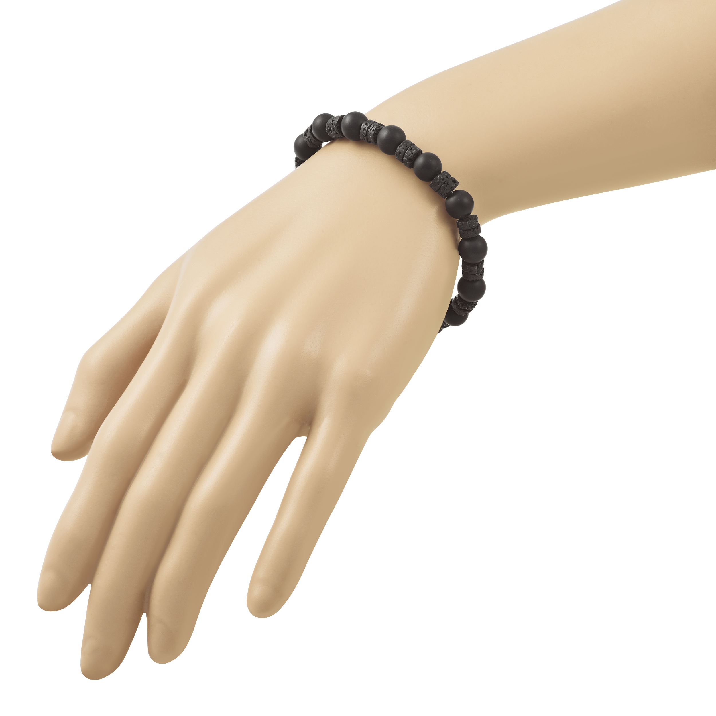 Black Ion-Plated Brushed Onyx Stainless Steel Ball (Beaded) Chain Bracelet 8.3mm