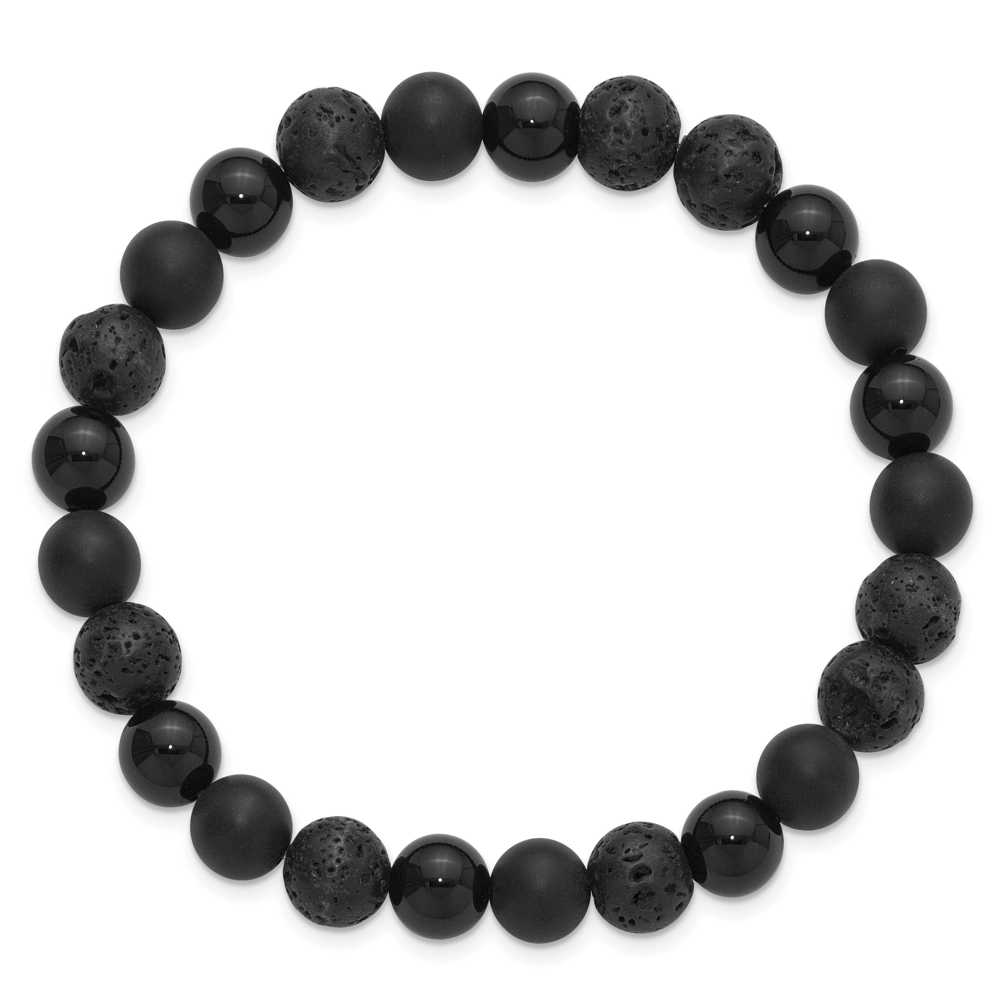 Black Ion-Plated Polished Onyx Stainless Steel Ball (Beaded) Chain Bracelet 8.5mm Secondary image